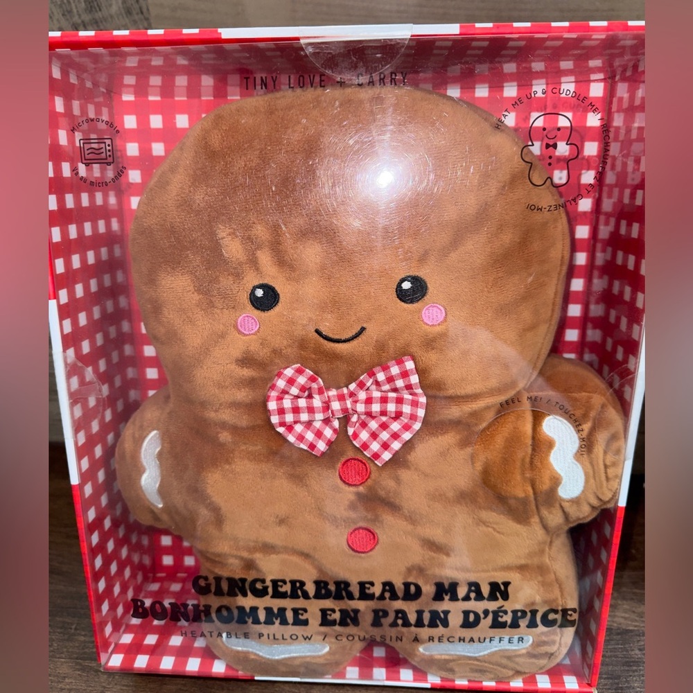 Cute 🥰 Gingerbread Man Heatable Huggable Pillow Christmas Microwavable Plush